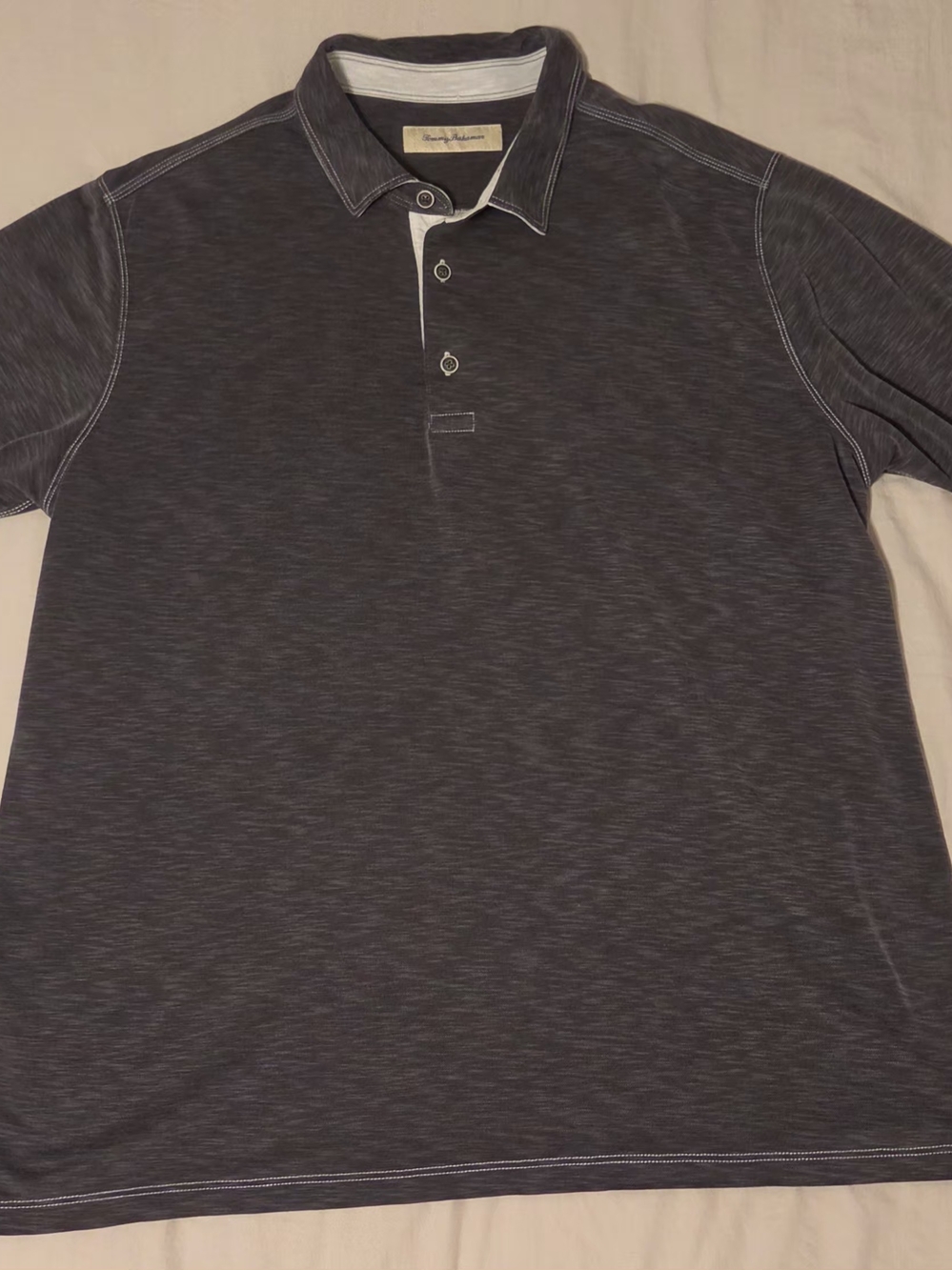 Tommy Bahama XXL Polo Shirt Mens Gray Paradiso Slub Knit Modal Blend 2XL